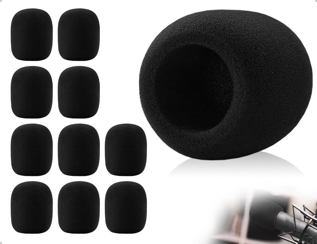 Set van 10 Dikke Schuim Windkappen voor Microfoons - Wasbare Popfilters en Stofdichte Microfoonhoezen voor Karaoke en Optredens