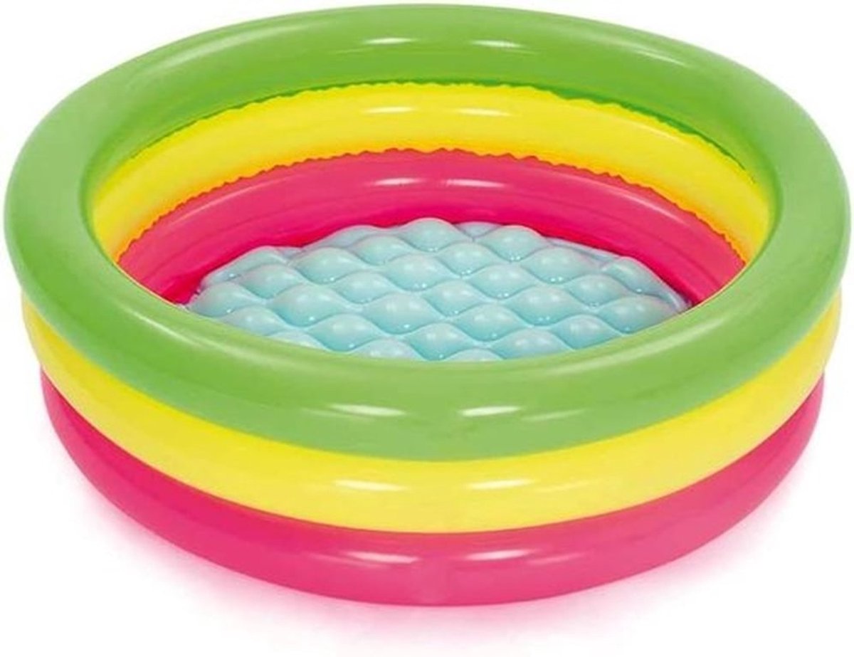 Peuter zwembad met glijbaan - Kinderbadje zomer 70x24 cm rond - Meerkleurig - Vanaf 2 jaar Peuter zwembad met glijbaan