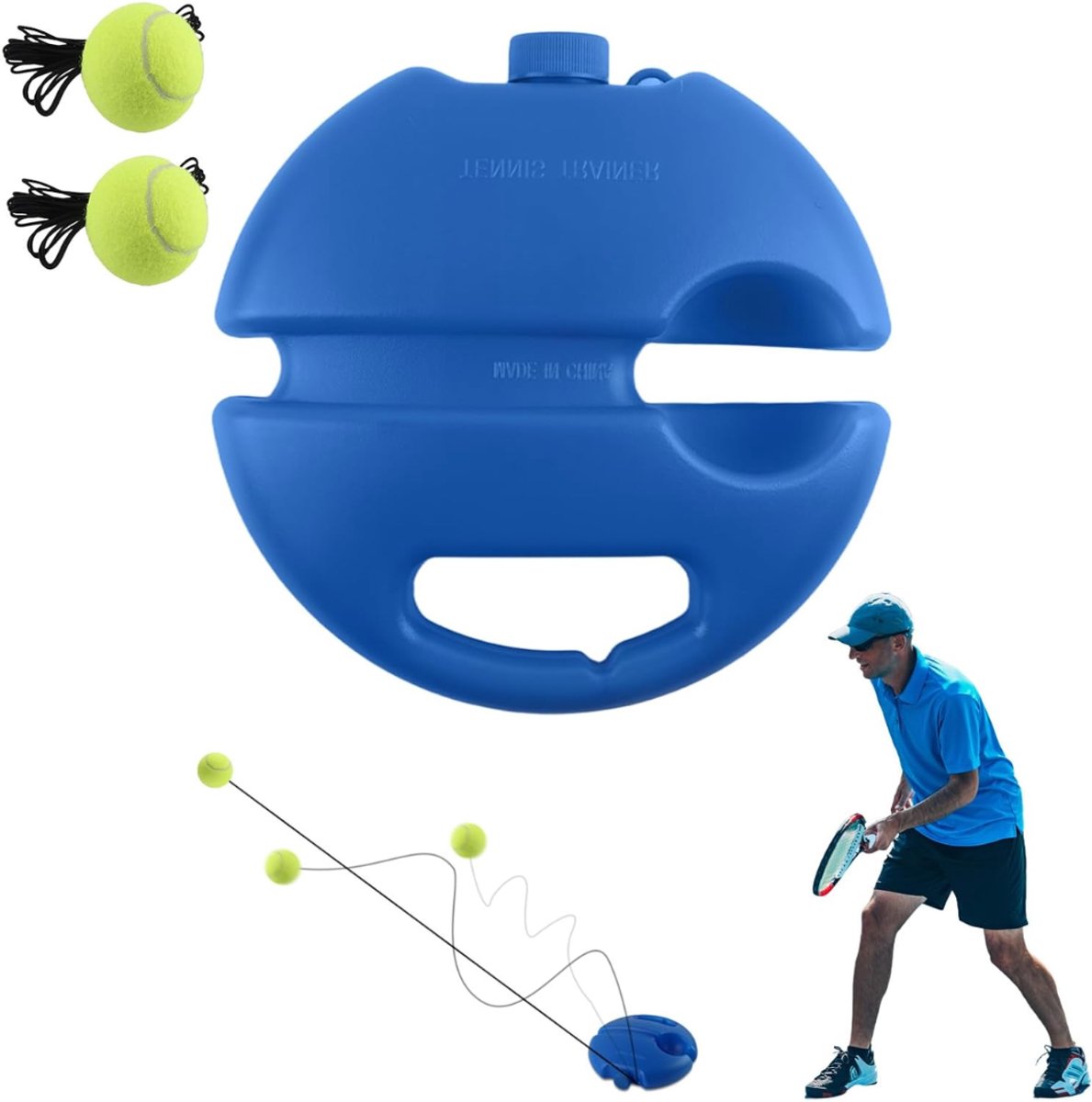 CLGP® Tennispaal - Swingball - Tennis Paal Met 2 Ballen - Tennispaal Swingbal - Tennispaal Kinderen En Volwassenen – Tennis Trainer – Blauw