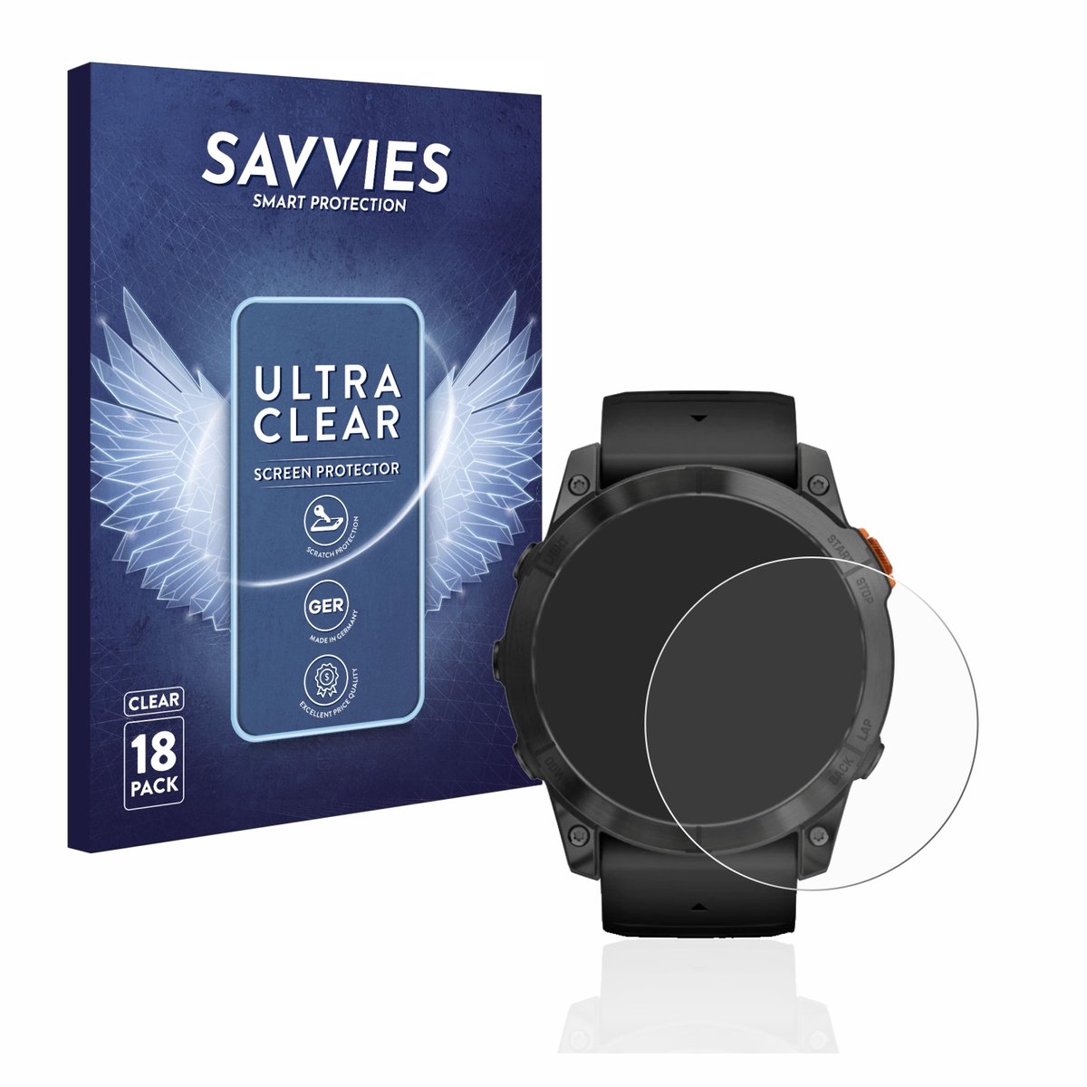 Savvies - Screenprotector voor Garmin Fenix 7X Pro Solar (51 mm) - Folie Beschermfolie transparant 18 Stuks