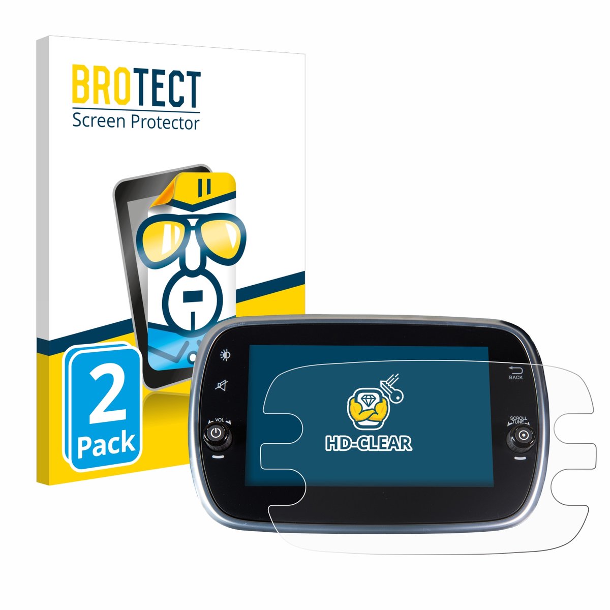 BROTECT - Screenprotector voor Fiat 500X 2016-2019 Uconnet 7" - Folie Beschermfolie transparant 2 Stuks