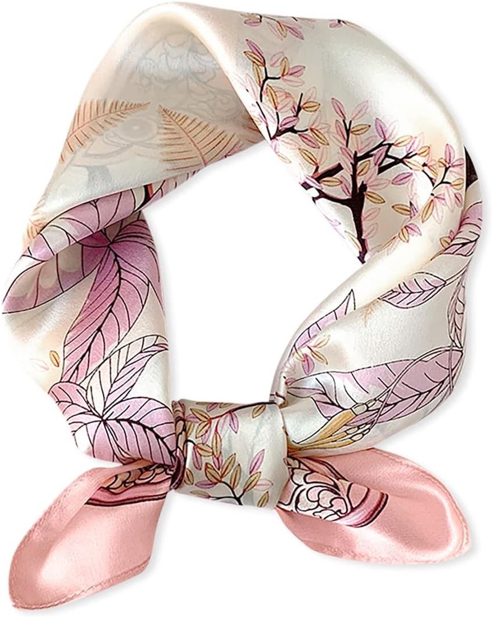 Artistische Zijden Sjaals voor Dames met Mapleleaf Patroon - Vierkante Satin Sjaal, Neckerchief en Haarband voor Stijlvolle Look