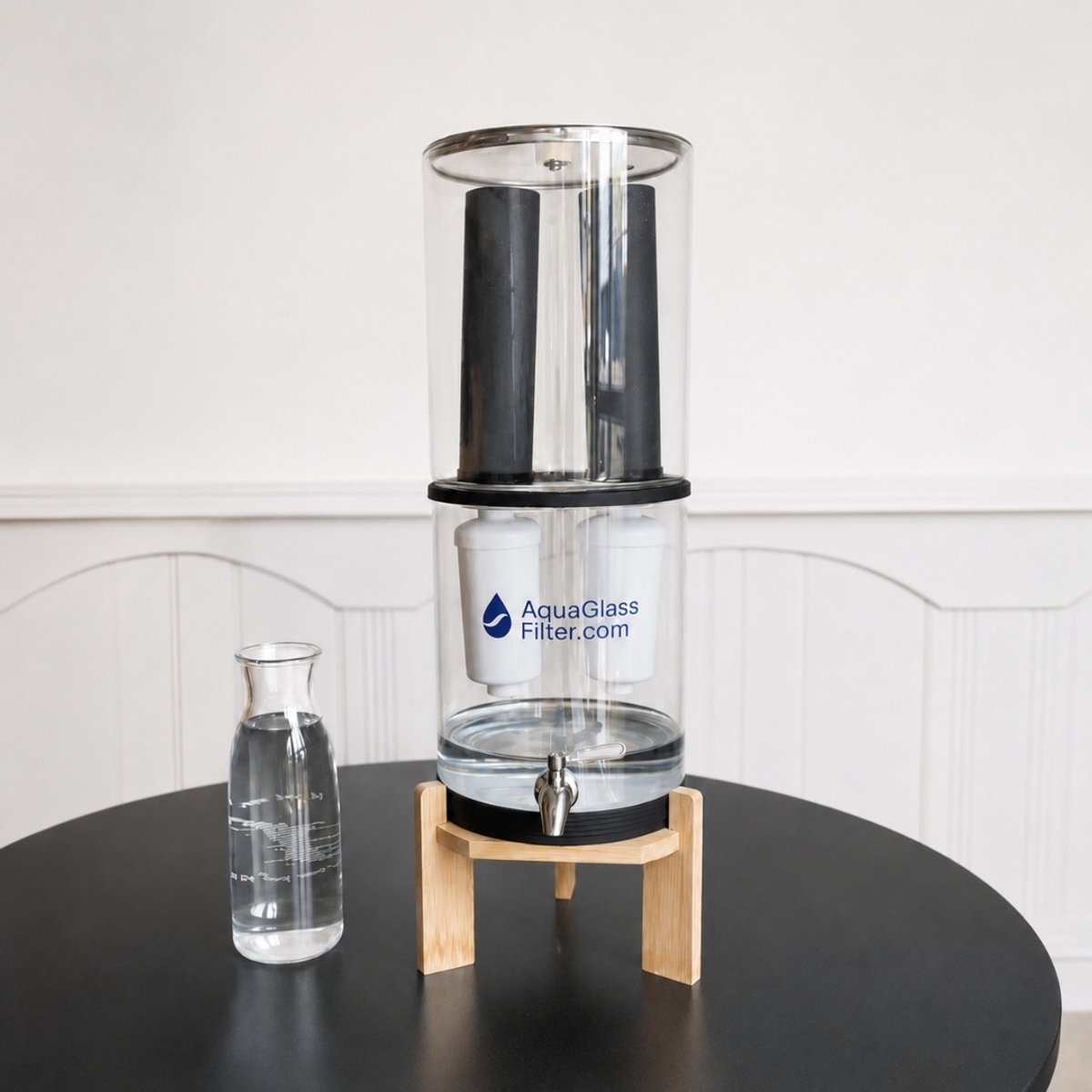 AquaGlassFilter® – Glazen Waterfilter PFAS (>98% labgetest) – Gravity Systeem – Zonder Installatie