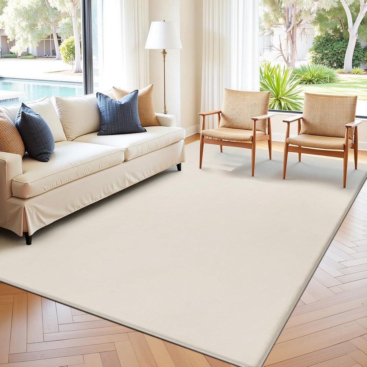 Creme Kleurige Wasbare Vloerkleed 80 x 150 cm - Antislip Fluffy Tapijt voor Woonkamer en Slaapkamer, Zacht en Comfortabel Vloerkleed