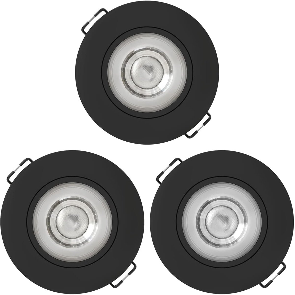 Modee LED Inbouwspot Rond - 4.8W 420 Lumen - 4000K Neutraal Wit - IP20 Ø80mm - Zwart - 3 stuks