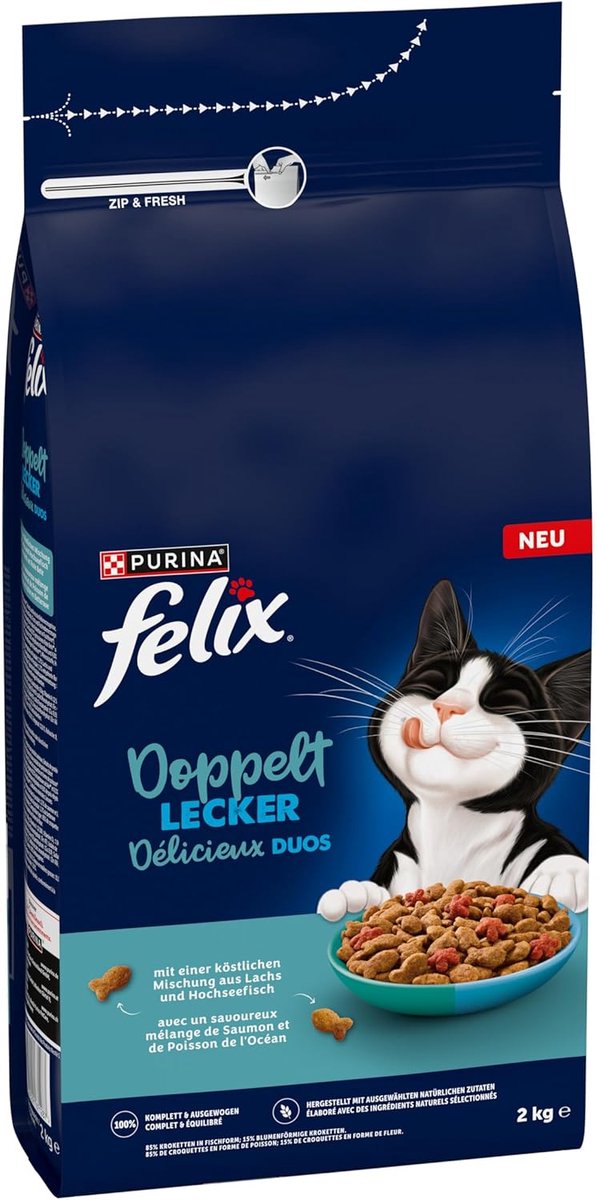 Purina FELIX Dubbel Lekker Vis Droogvoer (1 x 2kg)