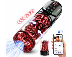 Lovemytoy Masturbator voor Mannen - Penispomp & Pocket Pussy - 7 Stoot-, Draai-, Tril-, Zuig- en Likstanden - Waterdicht - LCD Display - Sekspeeltje voor Mannen