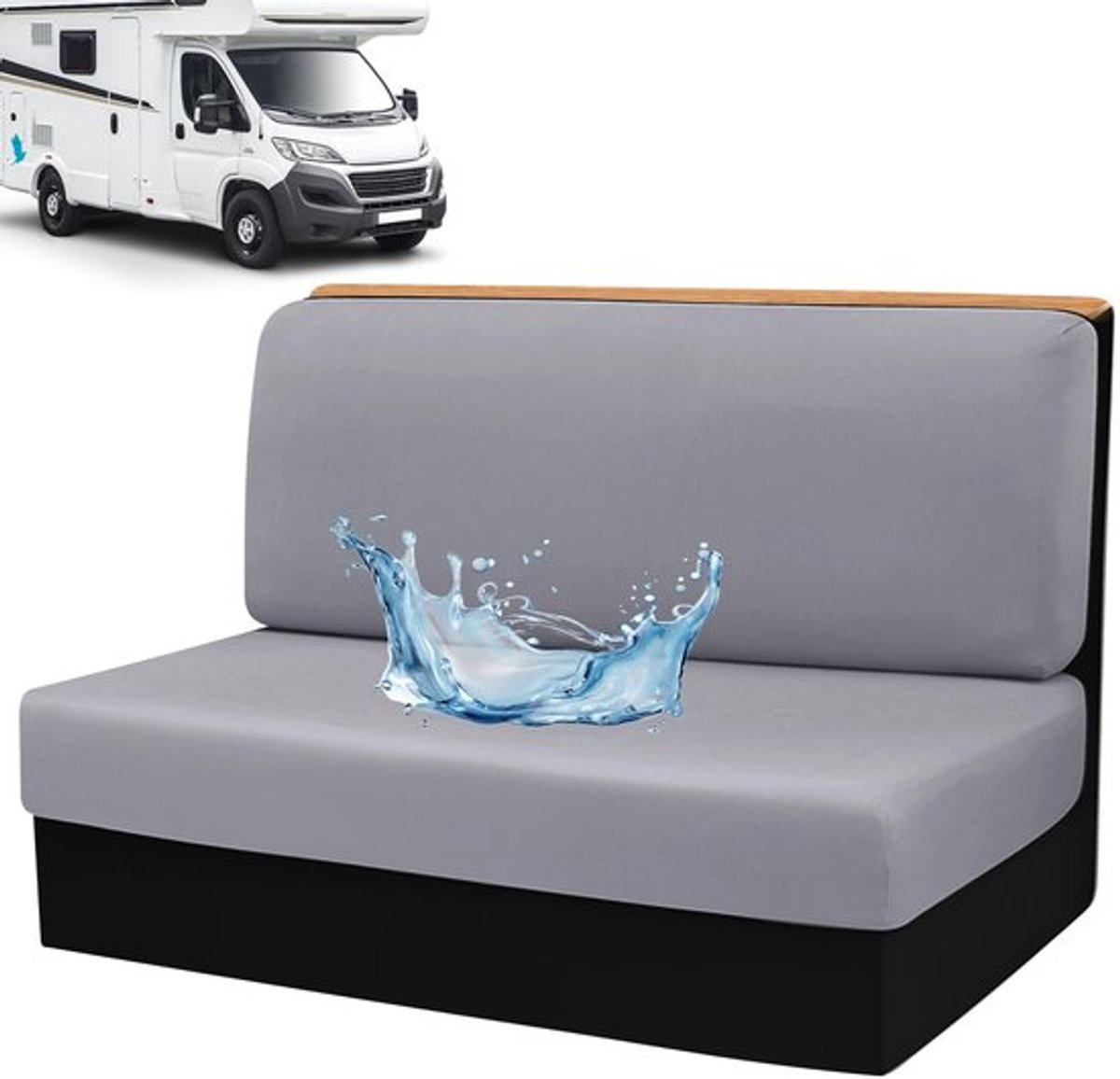 Caravan stoelhoezen set van 2 caravan kussenhoezen RV kussenhoezen eettafel kussenhoezen voor camper trailer zilvergrijs