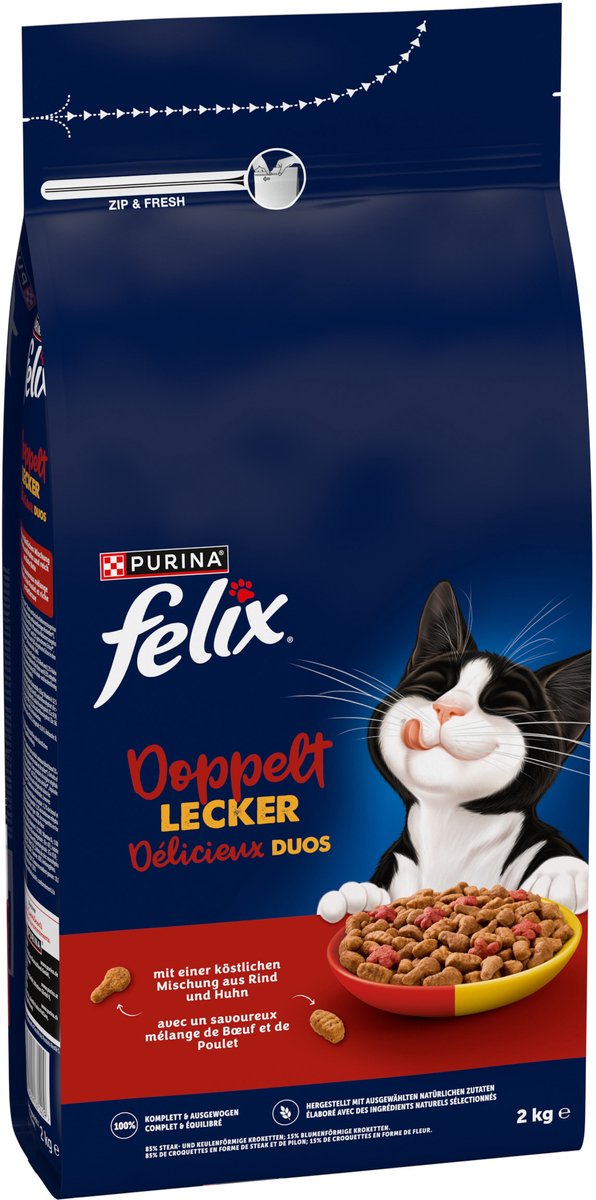 Felix PURINA FELIX Dubbel Lekker Rund Droogvoer (1 x 2kg)