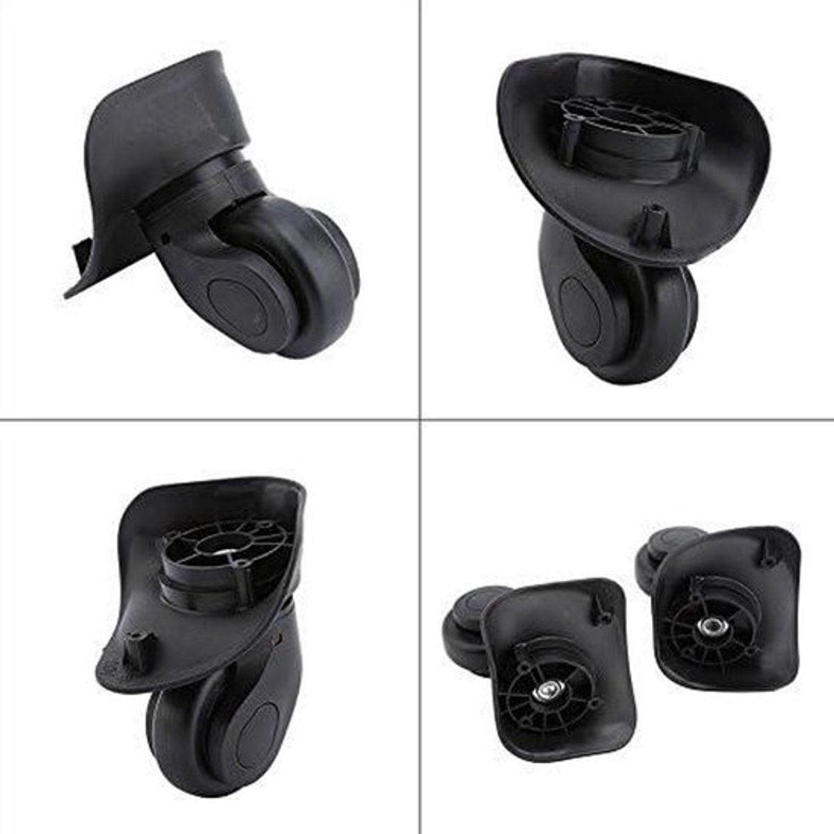 Wiel Vervangingsset - Kofferwielen Set - Reizen Gemak - Dubbele Kogellagers - 2 Inch Breed - Zwart