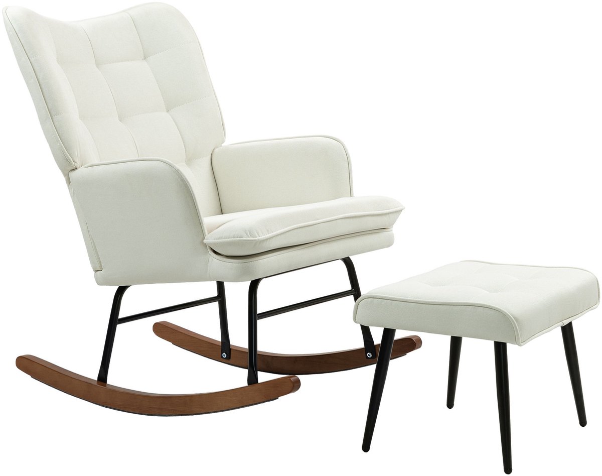 YYchan fauteuil met voetenbank - wit - 64 x 89 x 90 cm