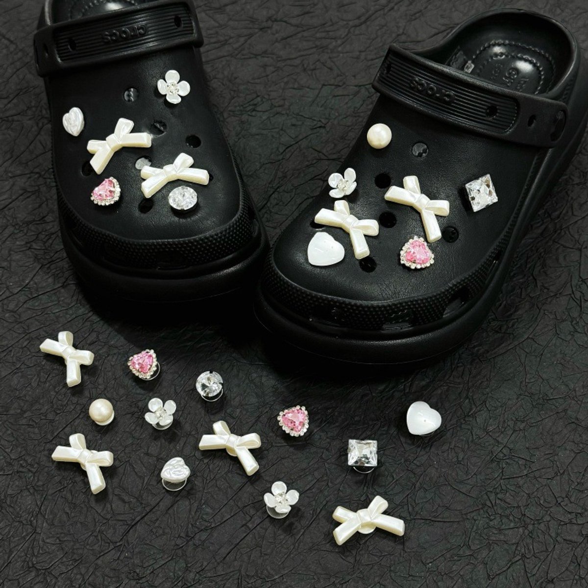 Schoenaccessoires-geschikt voor crocs charms- geschikt voor crocs pins- geschikt voor crocs Accessoires- geschikt voor Crocs Jibbitz-CJ-419 Poederdiamant Melk-Blanc Knoop