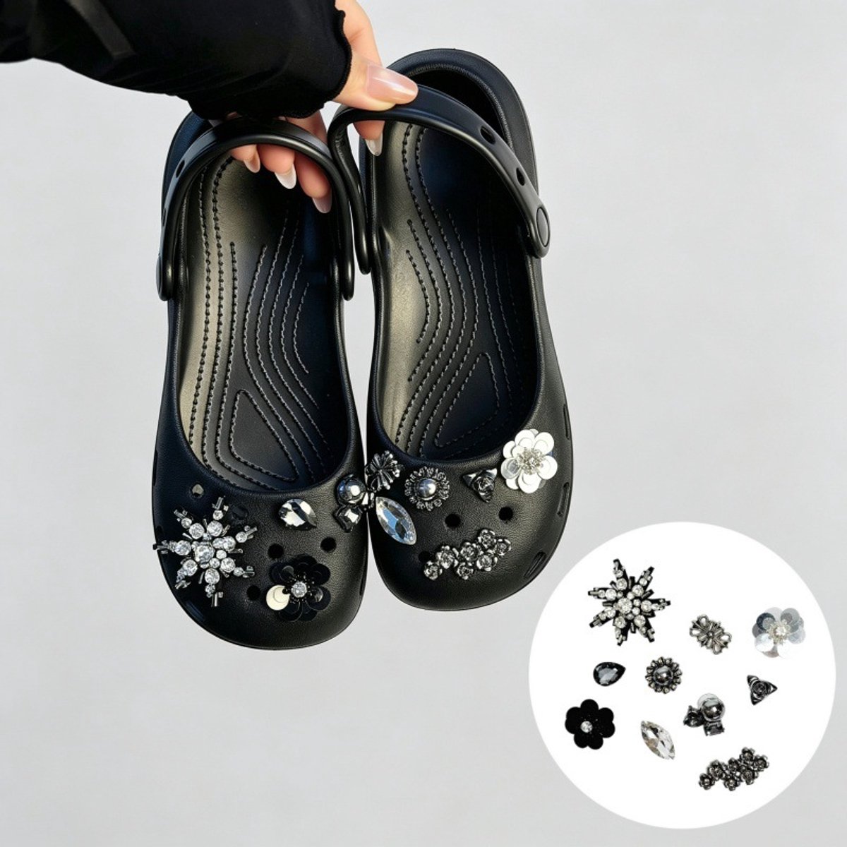 Schoenaccessoires-geschikt voor crocs charms- geschikt voor crocs pins- geschikt voor crocs Accessoires- geschikt voor Crocs Jibbitz-CJ-392 Kool Black Firecracker Water Diamond