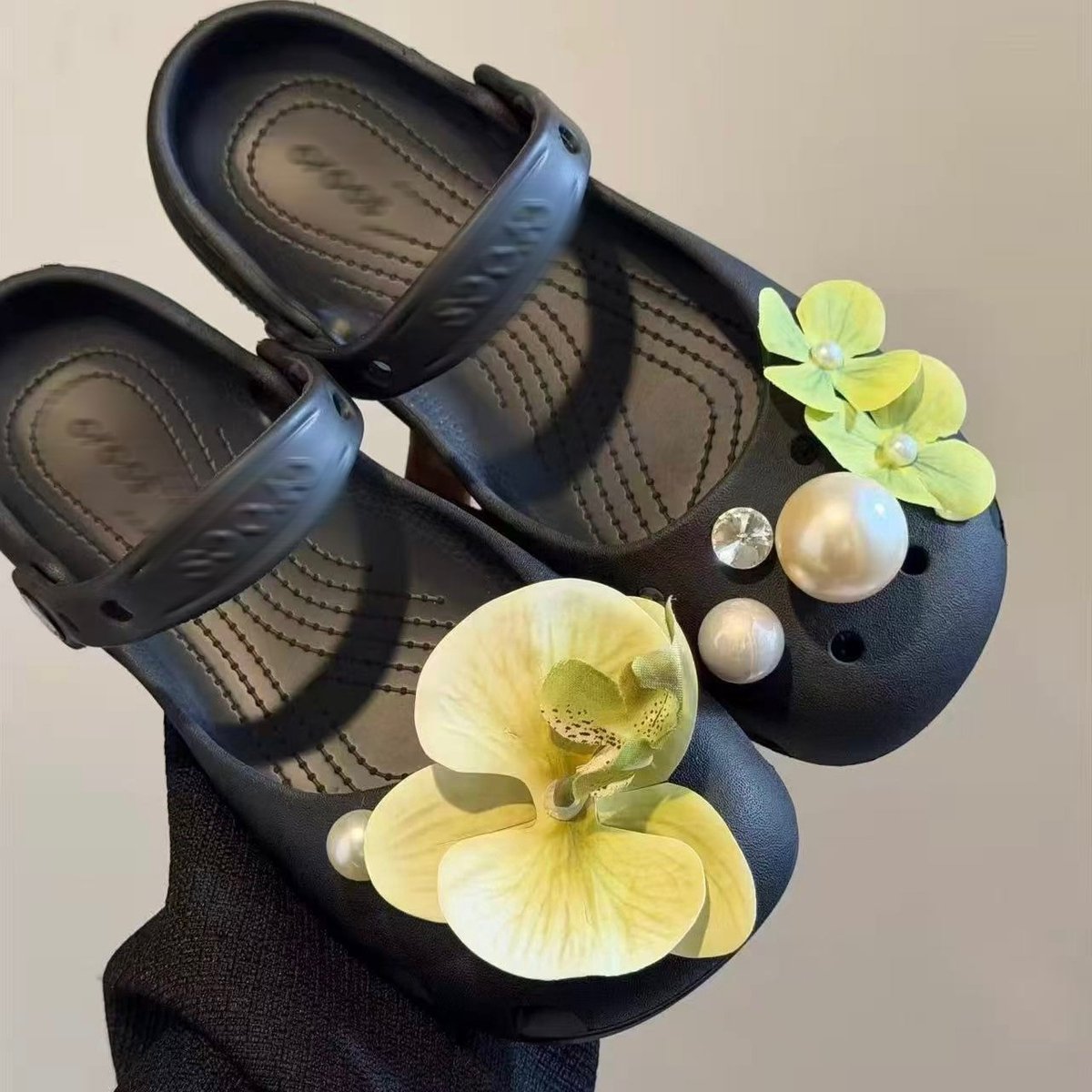 Schoenaccessoires-geschikt voor crocs charms- geschikt voor crocs pins- geschikt voor crocs Accessoires- geschikt voor Crocs Jibbitz-SZ-168 Groene Orchidea Parel
