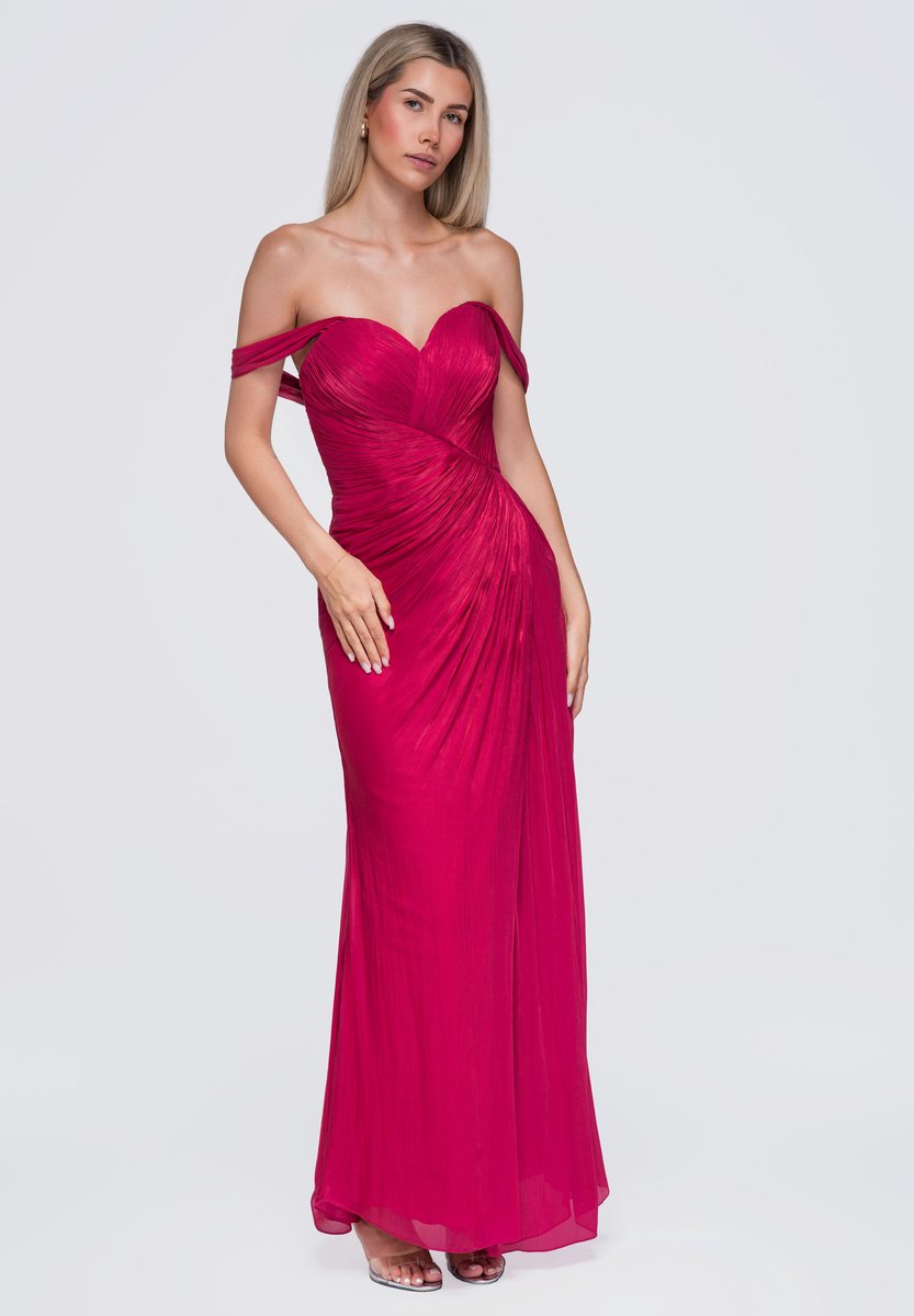 LARICA Jurk - Strapless - Rits - Gestreept Fuchsia M
