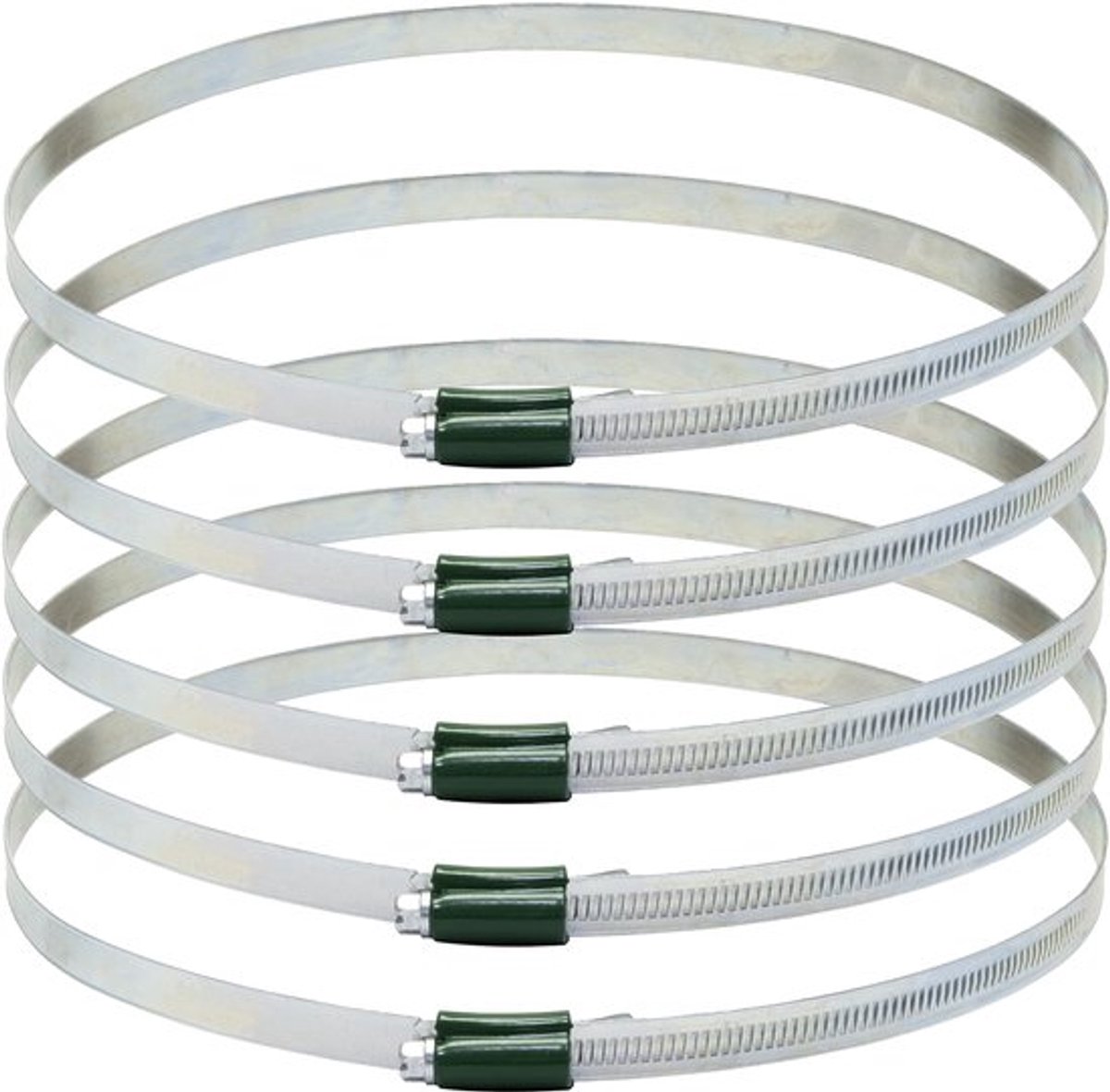 C63683 - Set van 5 klemmen met versterkte schroeven 190-220 mm - onperforeerde klemstrip - breedte 12 mm - gegalvaniseerd staal - zilver