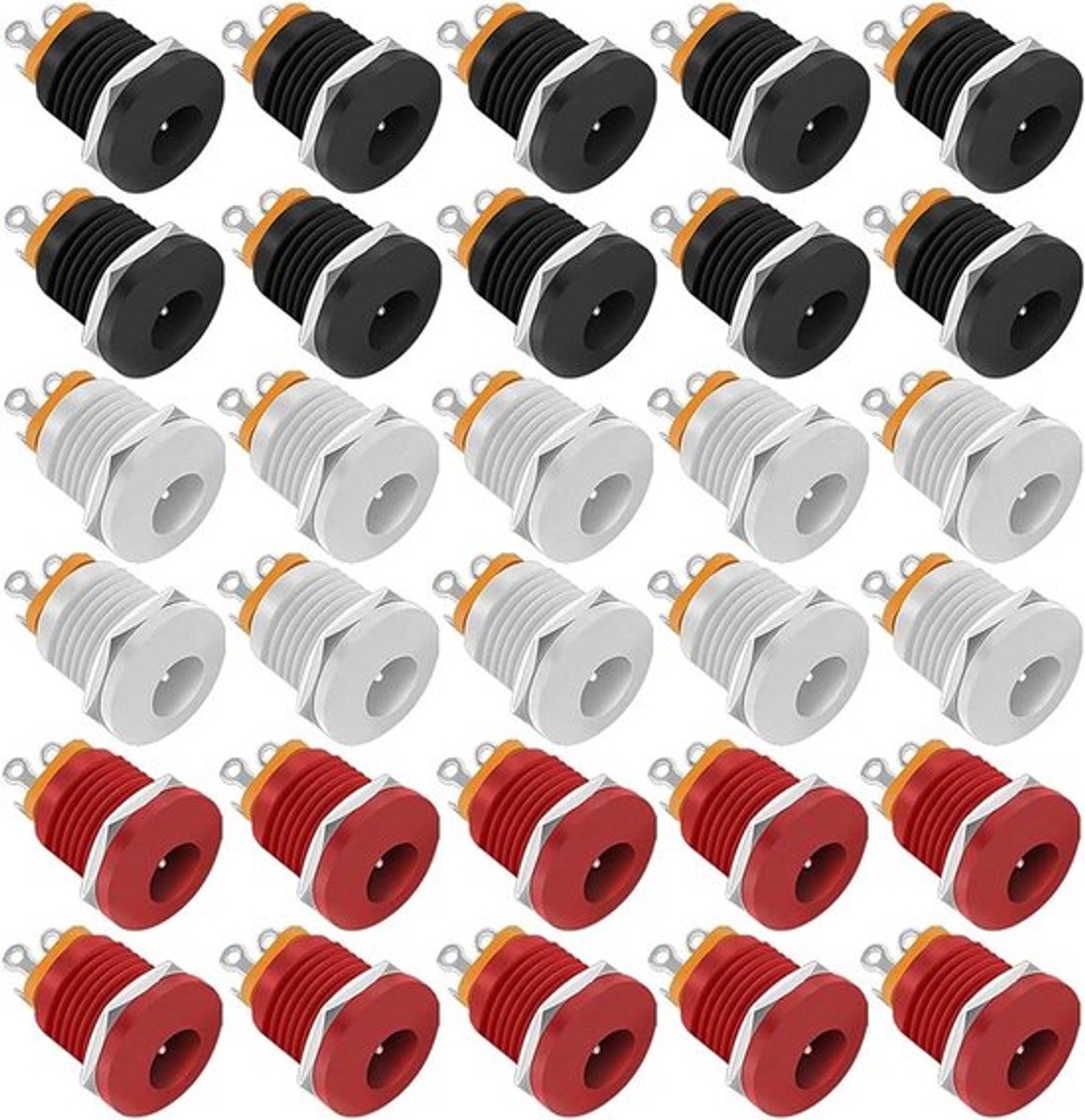 30 stuks 55 mm x 21 mm DC Power Jack bus 3-pins vrouwelijk paneel mount - 12 volt aansluiting