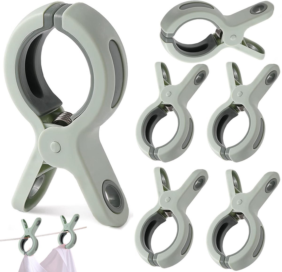 6 Stuks Grote Windbestendige Wasklemmen - Zachte Grip Plastic Wasklemmen - Windvaste Drogingsklemmen voor Handdoeken Beddengoed Sokken Dekens Binnen Buiten Waslijn