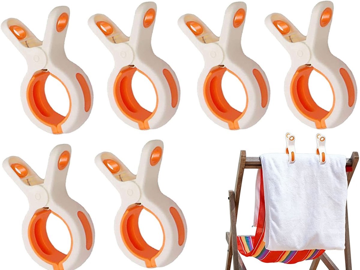 6 Stuks Grote Windbestendige Wasklemmen - Zachte Grip Plastic Wasklemmen - Windvaste Drogingsklemmen voor Handdoeken Beddengoed Sokken Dekens Binnen Buiten Waslijn