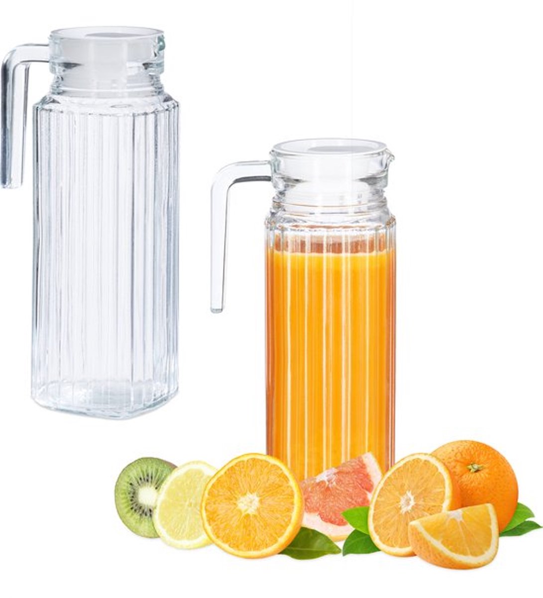 2x sapkan 1 L - waterkan - karaf - grote schenkkan - waterkaraf - glazen kan