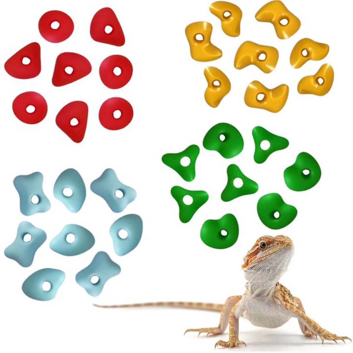 Kleurrijke reptiel klimgrepen zak 100 stuks willekeurige kleuren - 11×9mm plastic klimhaken voor terrarium muur - baardagame gekko hagedis klimmuur decoratie accessoire