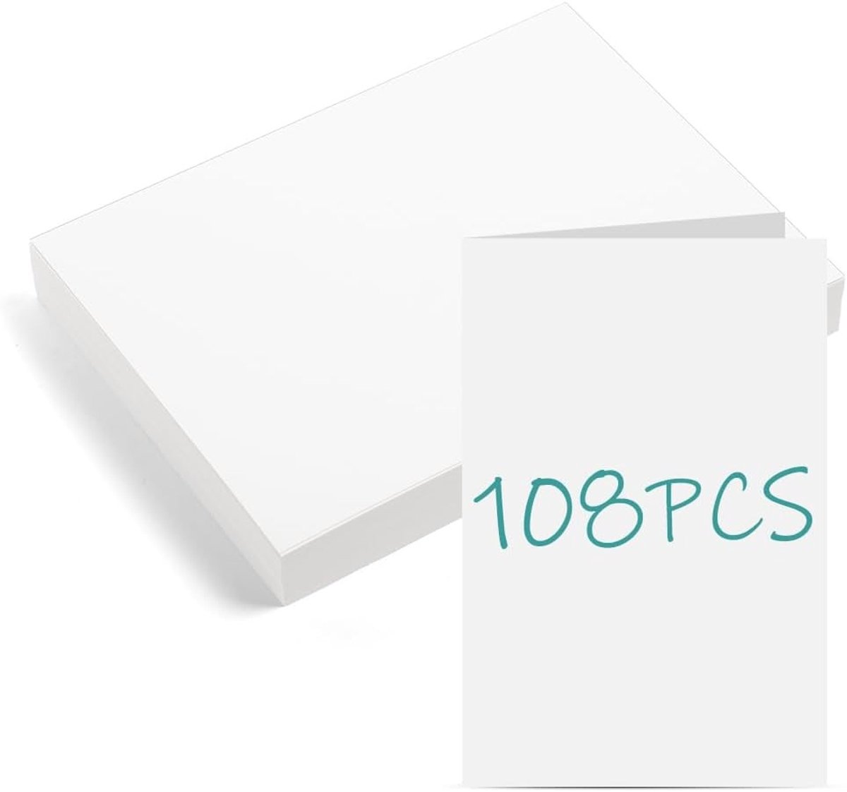108 Stuks Witte Postkaarten van 210gsm, Blanco Berichtenpapier voor DIY en Printen, Perfect voor Creatieve Projecten en Kaarten maken