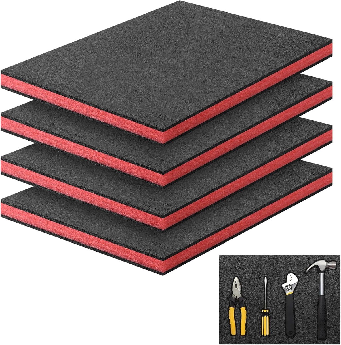 Foam Op Maat Snijden 4 Stuks 40 x 30 x 2.5 cm - Polyethyleen Inleg voor Gereedschapskoffers en Camera Cases, Schuimrubber voor Bescherming en Organisatie