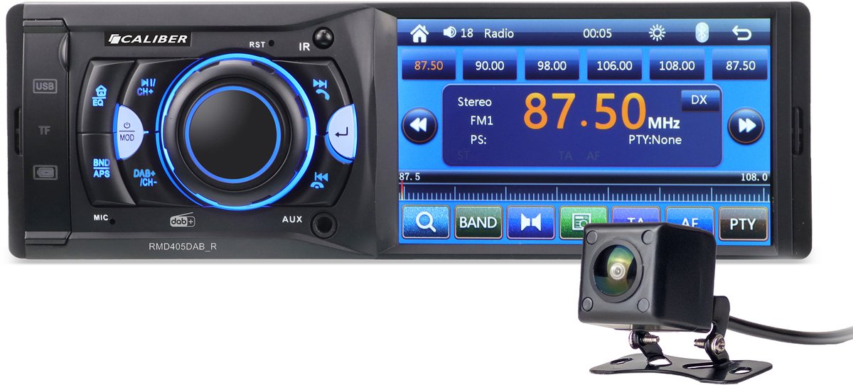 Caliber Autoradio - Autoradio met Bluetooth - Inclusief achteruitrijcamera - DAB+ - 4 x 75W - 1 DIN Autoradio - Handsfree bellen - USB Oplaadpoort