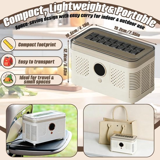 Draagbare ijsblokjesmachine 12V/220V - Compacte ijsmaker voor auto, camping en thuis - Snelle ijsblokjes in 15-20 min - Keuze uit holle en massieve ijsblokjes - Wit — afbeelding 4