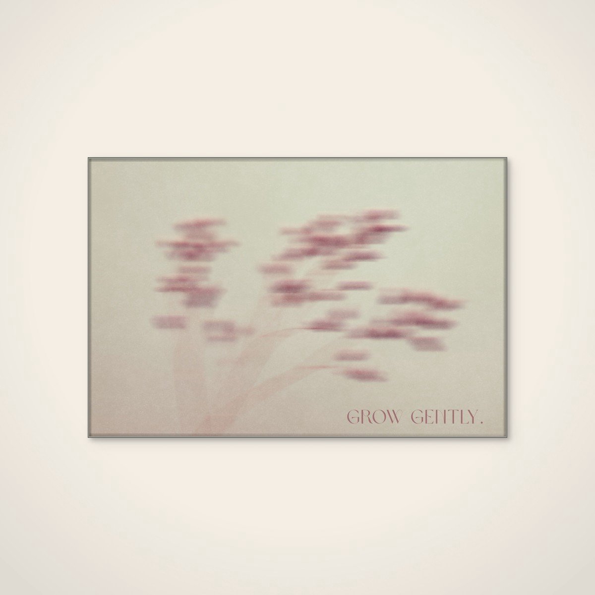 Akoestisch schilderij - 90 x 60 cm - Grow Gently Botanical van Treechild - Abstracte wanddecoratie - zilver textielframe