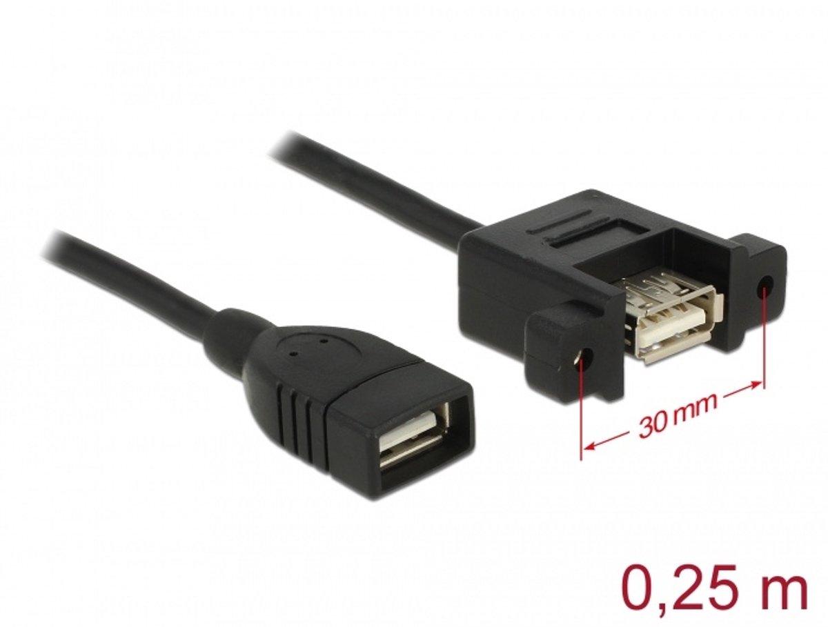 Image of Delock - USB 2.0 A Male naar USB 2.0 A Female - 0.25 m