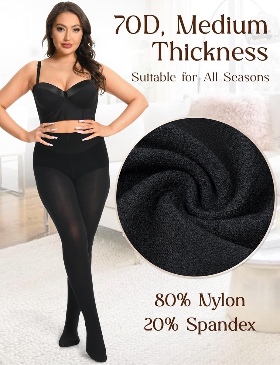 Dames Opaque Panty’s met Hoge Taille van Microvezel, 70 Denier, Plus Size tot 4XL voor Comfort en Stijl