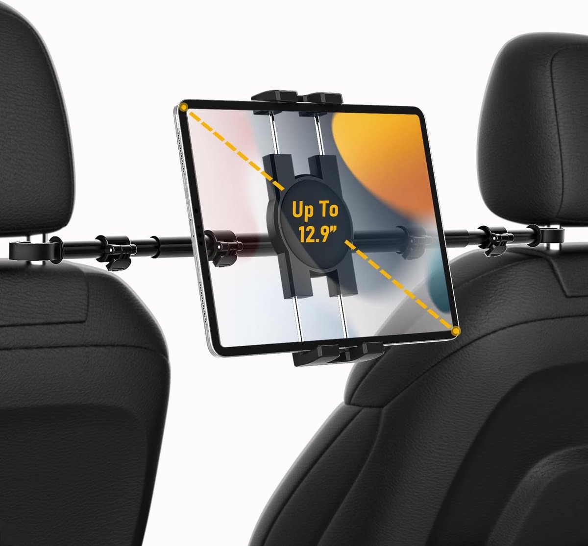 Verstelbare Tablet Houder voor Auto, Geschikt voor Kinderen, iPad, Galaxy Tab en Smartphones met Metalen Arm