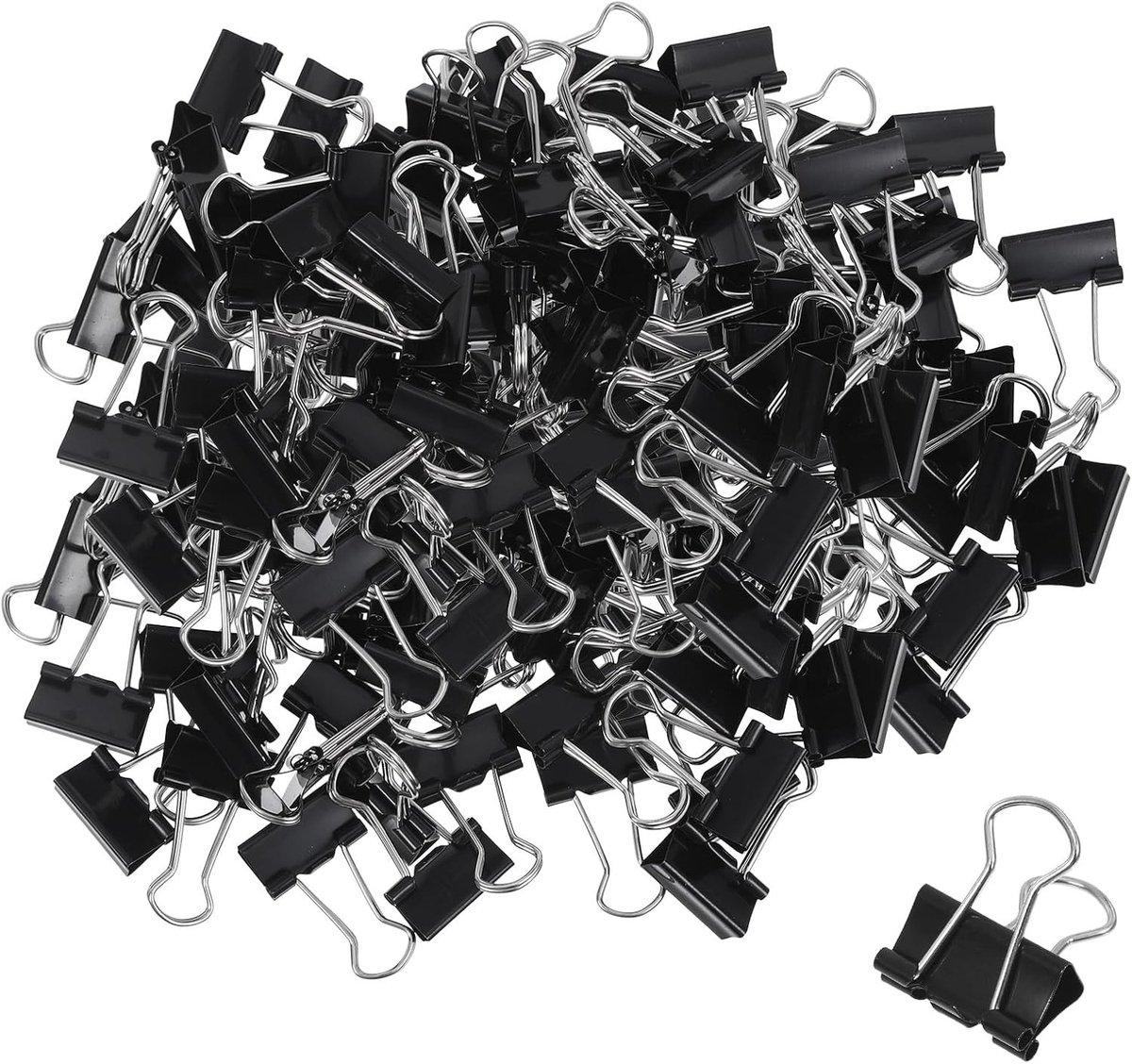Set van 80 Vouwklemmen 19 mm, Sterke Metalen Paperclips voor Documenten en Mappen, Zwart en Duurzaam