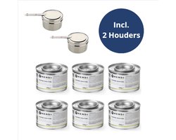 6x Hendi Brandpasta - Incl. 2 Brandpastahouders - Brandgel in blik 6 x 200g
