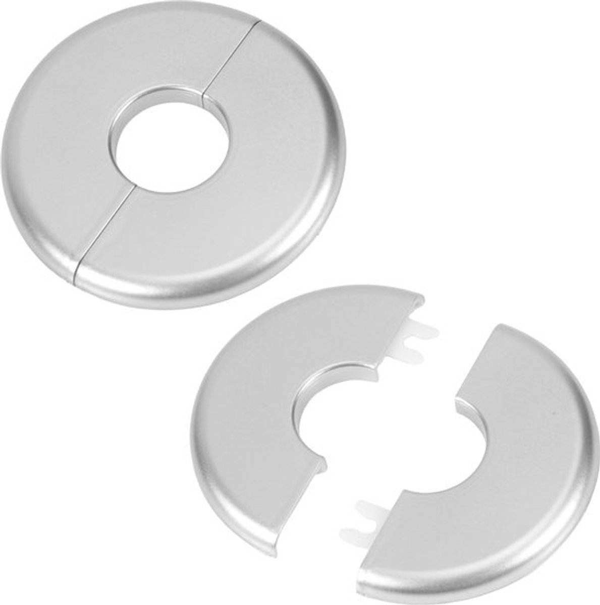 2e Muursplitflens, ABS stevige Rozetplaat voor 29mm Diameter Waterleidingen Rond Gespontwerp Loodgieterswerk Afdekplaten voor Kraan Keuken Toilet (Zilver)