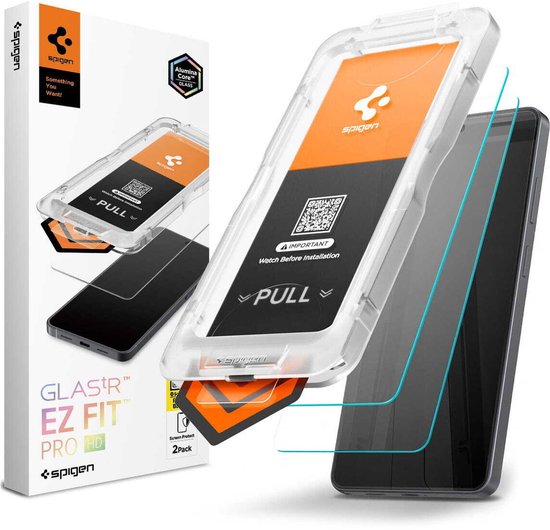 Spigen Glas.tR EZ Fit Pro HD screenprotector voor Samsung Galaxy S26 Ultra, 2-pack. Inclusief installatiehulp.