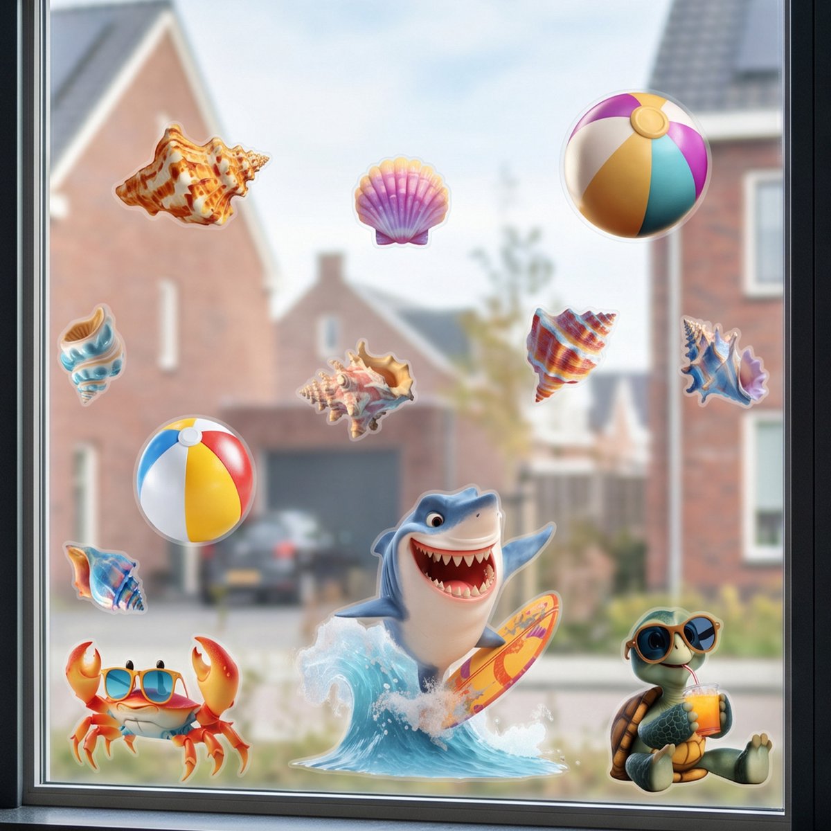 Raamstickers Zomer SMALL - Statische herbruikbare zomer stickers