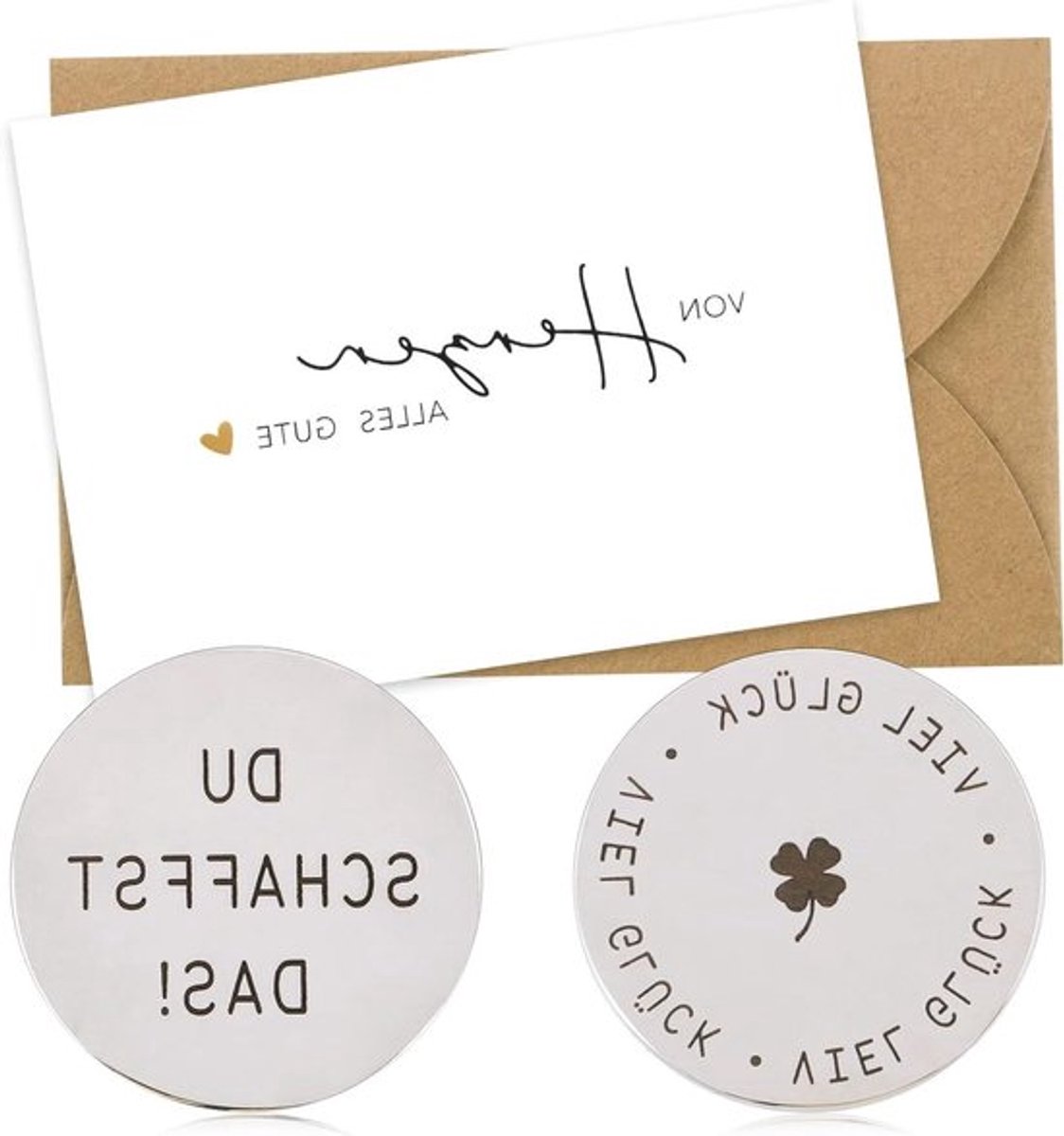 Tweezijdige examengeluksmunt als origineel cadeau voor examen en afstuderen, symbool voor geluk en succes bij belangrijke mijlpalen