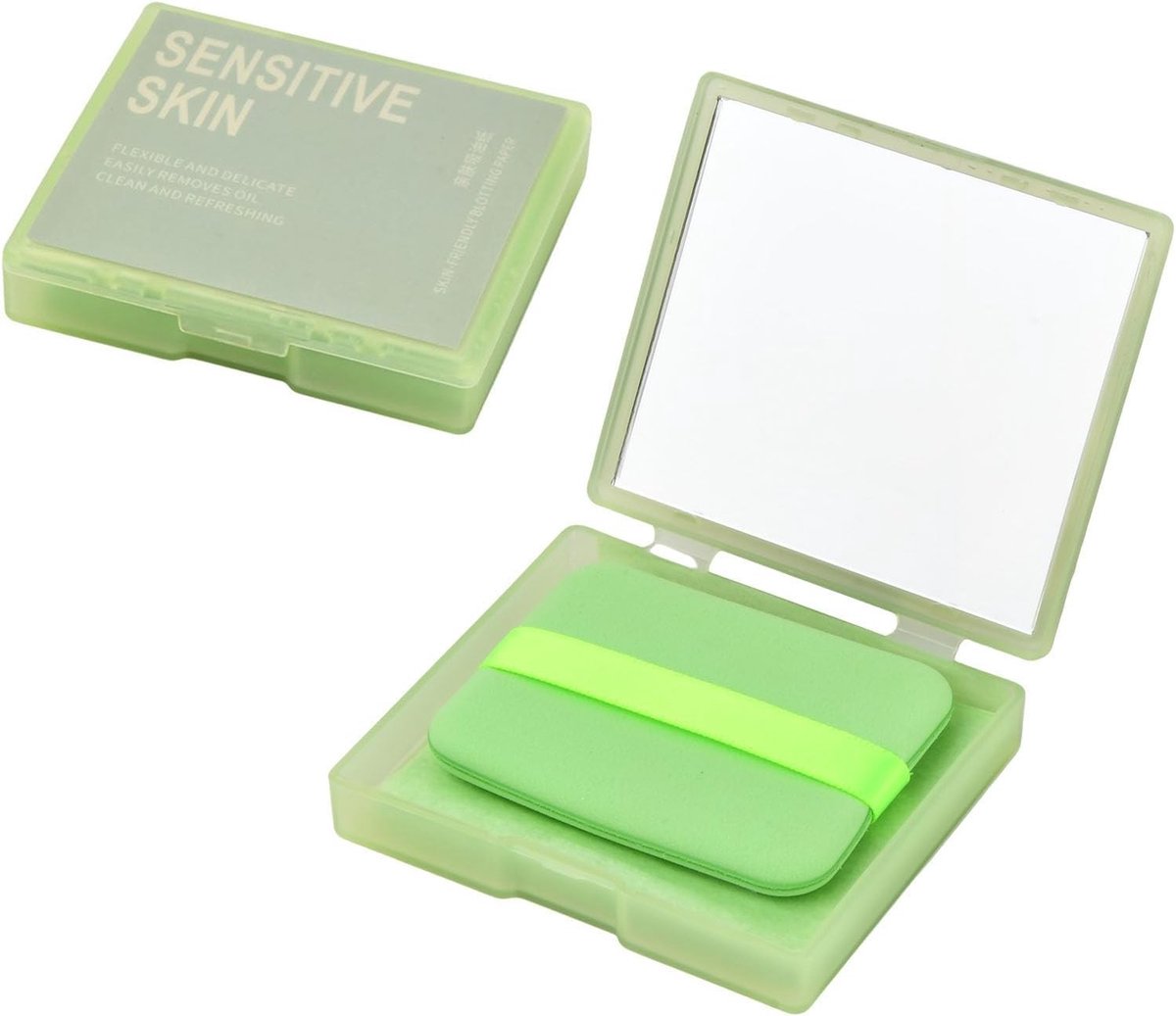 Absorberend Olie Controle Papier met Spiegeltube en Hechtingspoeder, 100 Vellen voor Alle Huidtypes
