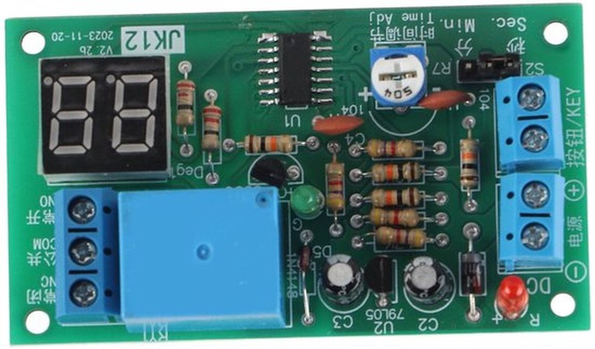 Timingmodule, DC12V LED-display Countdown Timing Timer Vertraging Schakel relaisschakelmodule uit voor automatisering
