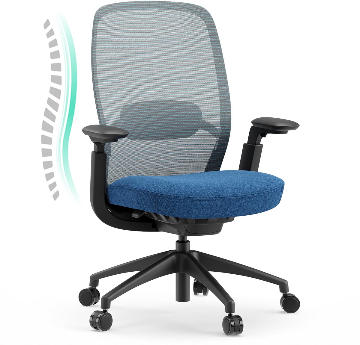 COLAMY Ergonomische Bureaustoel - Adaptieve Rugleuning en Kantelvergrendeling - Mesh Bureaustoel met 4D-Armleuningen - Verstelbare Lendensteun - Zadelvormig Zitkussen - Extra Stevige Computerstoel tot 136 kg