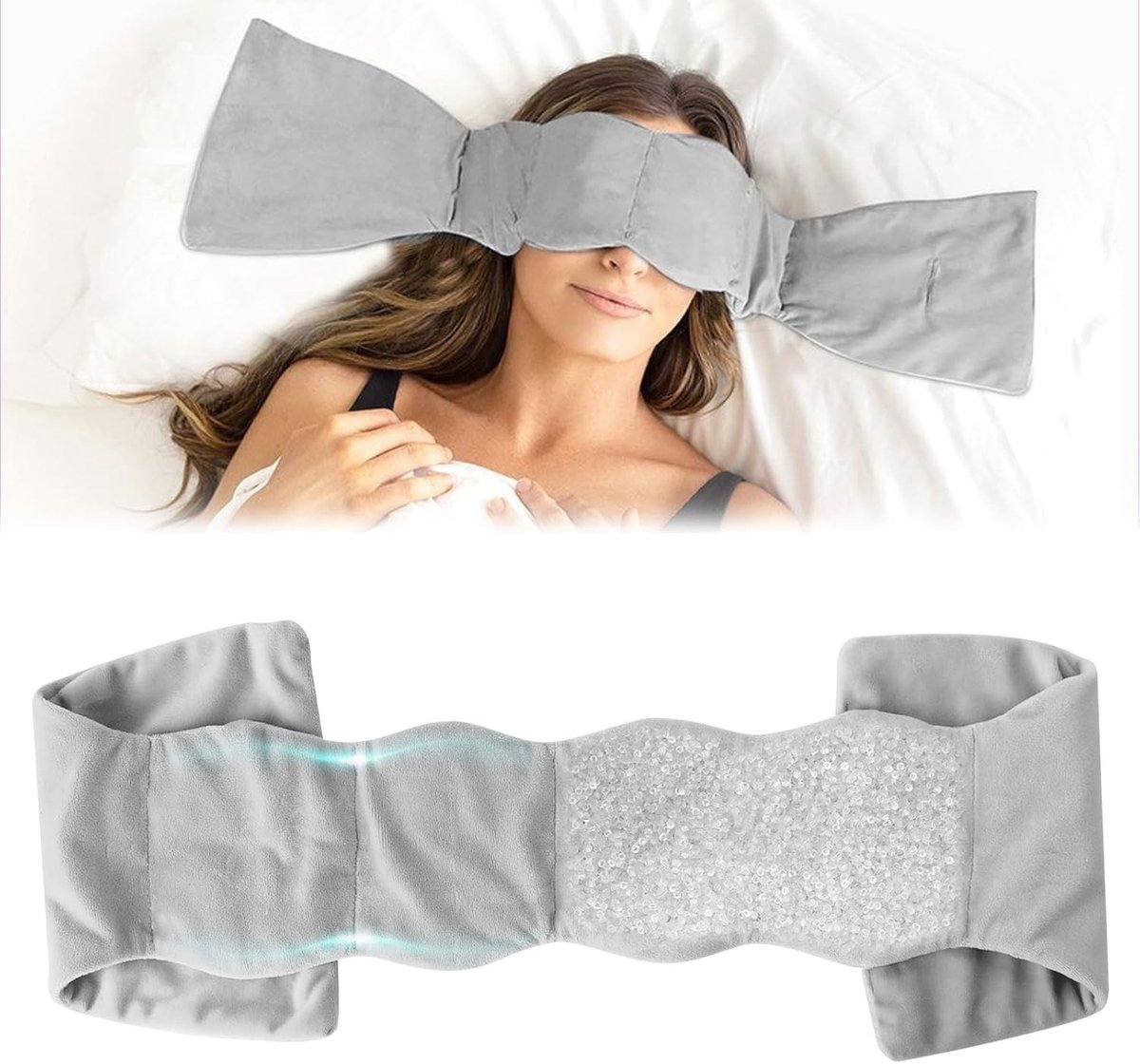 Gewogen slaapmasker voor mannen en vrouwen - Lichtblokkend en zacht oogverband voor ontspanning, slapen en reizen - Herbruikbaar en wasbaar (grijs)