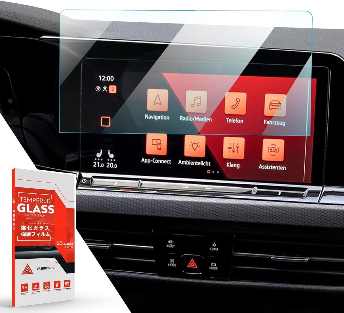 Navigatie Screen Protector voor Golf 8 MK8 - Tempered Glass Beschermfolie voor 10 Inch Touchscreen, Ideaal voor Auto Accessoires en Schermbescherming