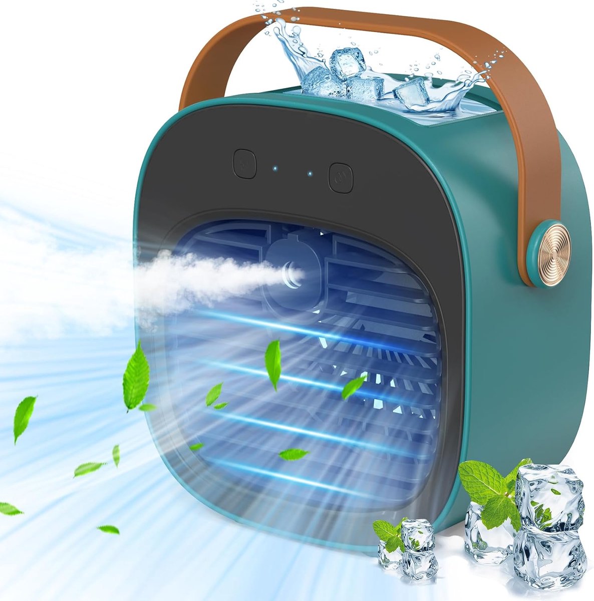 Draagbare airconditioner - Mini-airconditioner - Ventilator met 3 snelheden - Batterijduur van 5-10 uur - Stille werking - Bureauventilator - Geschikt voor thuis, slaapkamer, reizen, kantoor en buitenactiviteiten - Draagbaar - Milieuvriendelijk