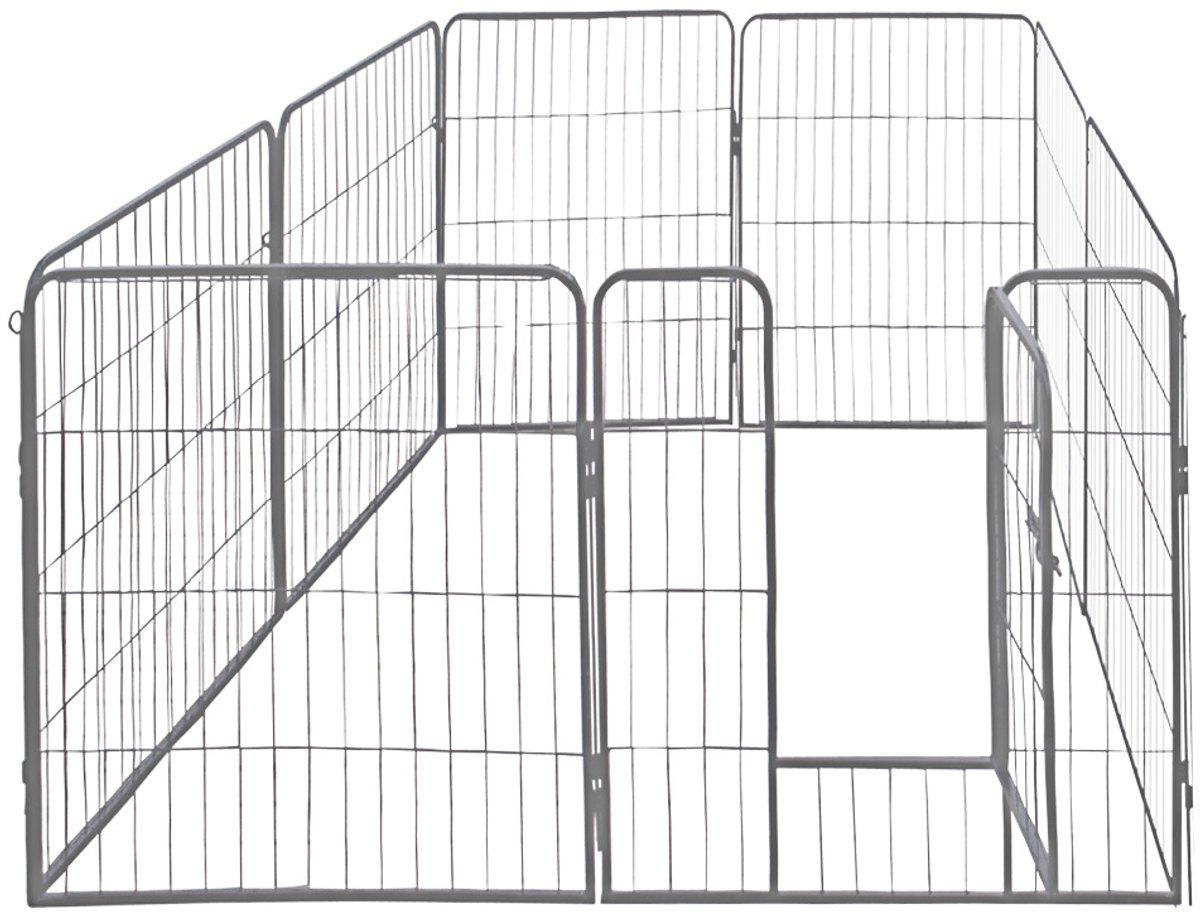 Huisdierren, Puppyren, Buitenren, Speelren, Kooi, Puppyhek – 100 x 80 cm – Zilver – Petigi