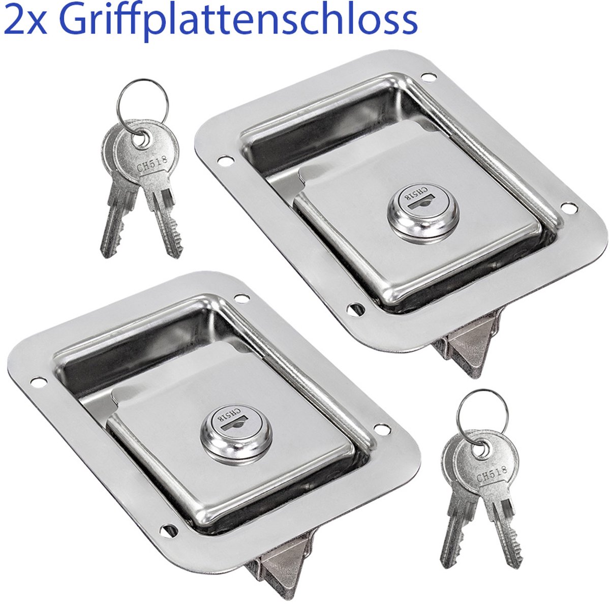 2x vervangend slot deurslot voor vrachtwagen box disselbox extern slot handvat plaatslot klink slot roestvrij staal afsluitbaar trucky