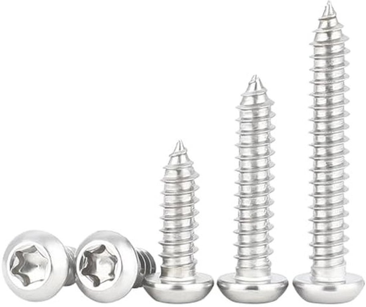 100 stuks M5 x 30mm Zelftappende Schroeven, Torx Platte Kop Schroeven, RVS Ronde Kop, Zelfborende Schroeven