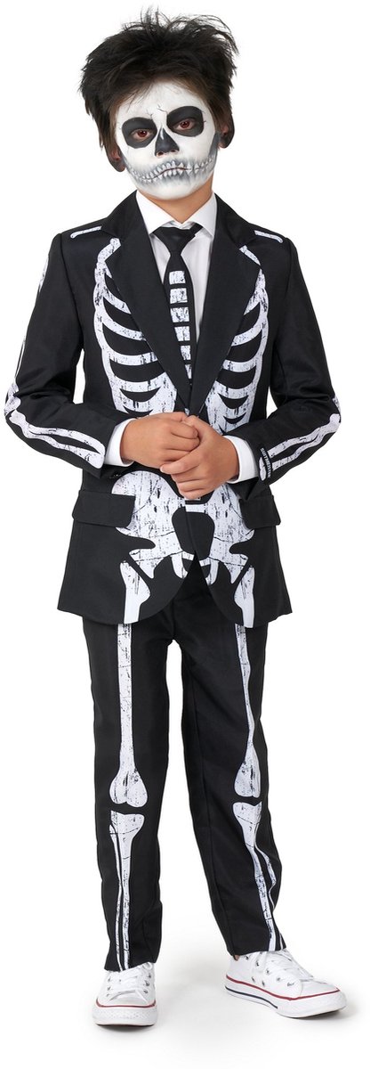 Suitmeister Skelet Outfit - Jongens Pak - Halloween Kostuum - Zwart - Horror - 14-16 jaar - Maat XL