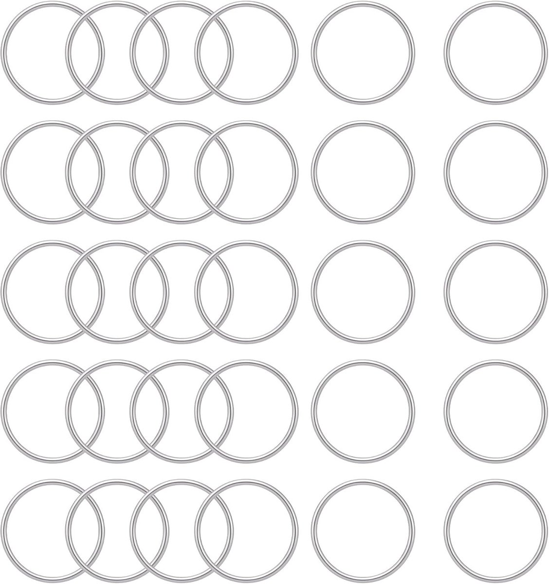 Metalen dromenvanger hoepelringen voor macramé handwerk en decoraties, zilver, 50 x 3 mm, set van 30 stuks voor creatief gebruik